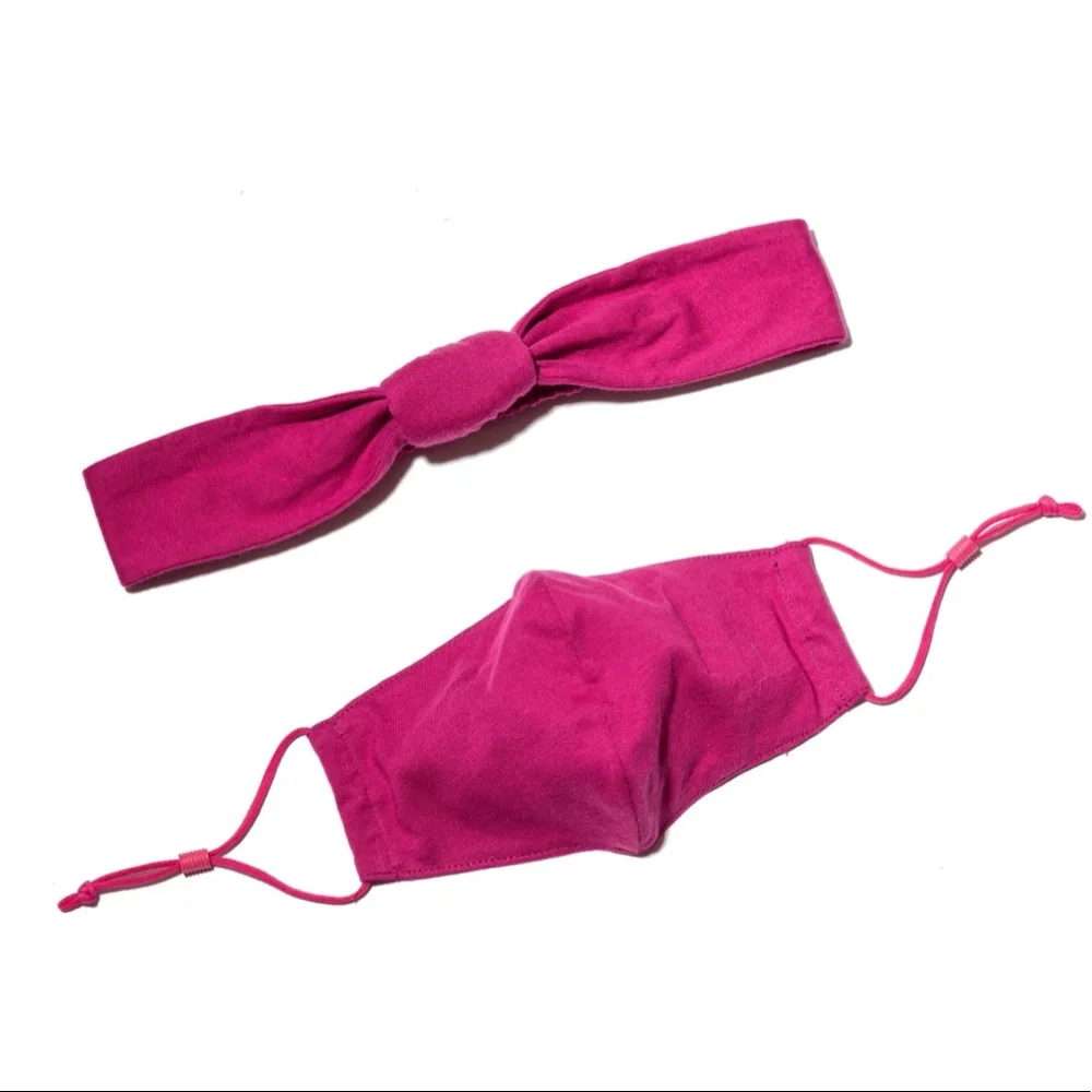 😎🎄LELE SADOUGHI NWT AUTHENTIC MAGENTA FACE MASK & HEADBAND SET